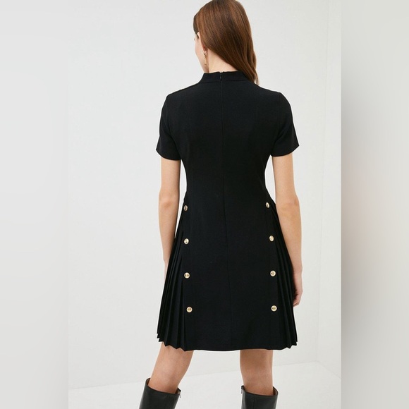 Karen Millen Military panel pleated black dress size 16 - Picture 4 of 11